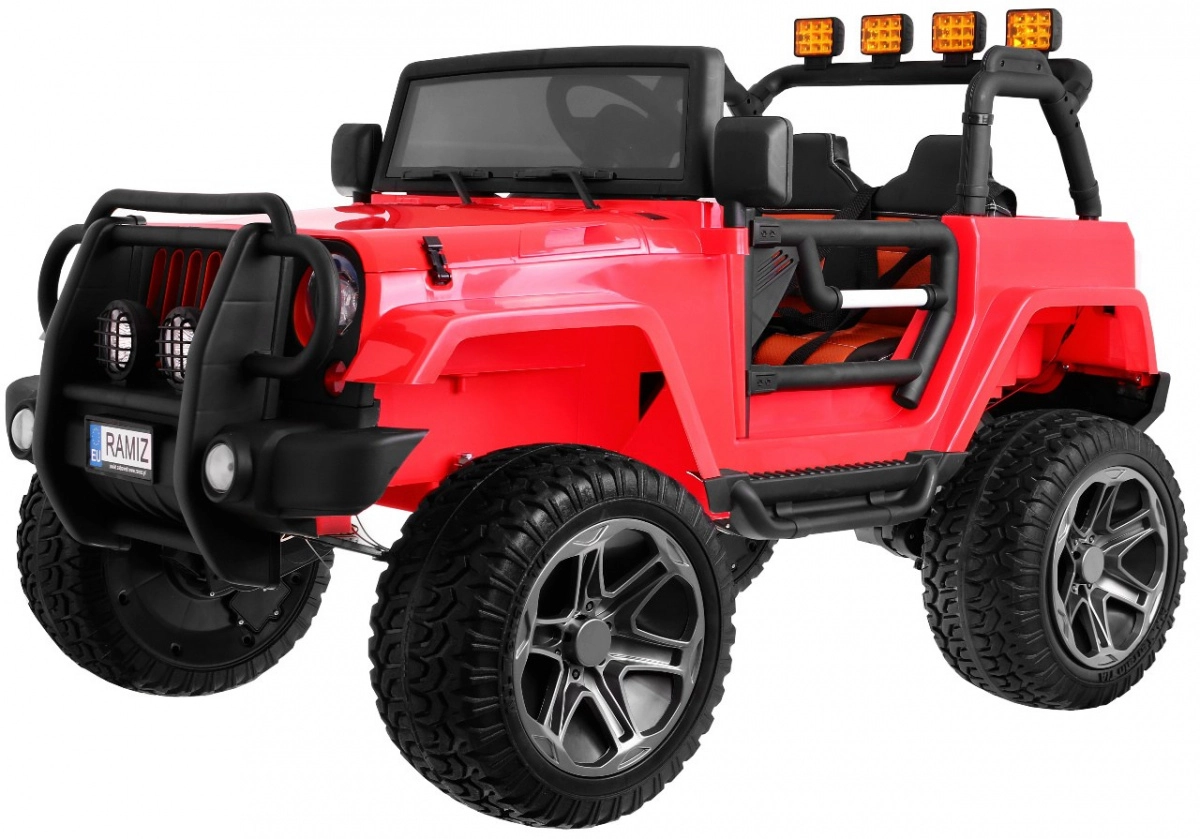 Levně Dětské elektrické auto jeep Monster 4x4, červené, s dálkovým ovládáním, MP3 a nastavitelným sedadlem