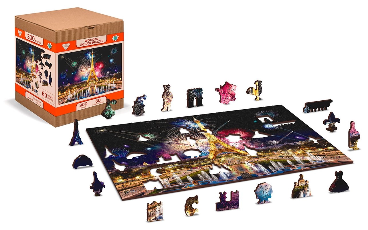 Dřevěné puzzle Noční Paříž