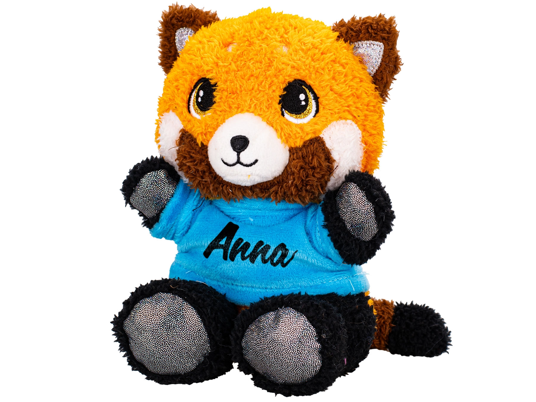 Plyšová panda červená 17 cm v tričku s potiskem