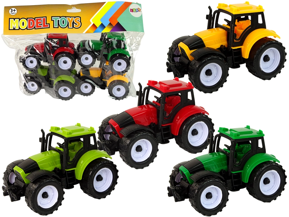 Lean Toys Sada zemědělských traktorů farma 4 barevné kusy
