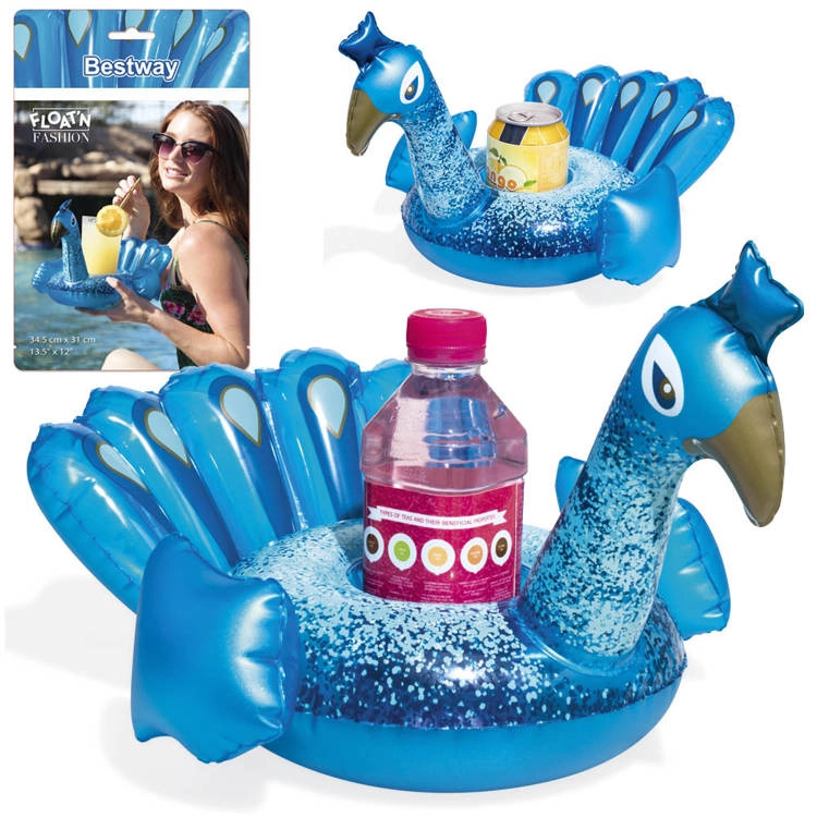 Růžový Bestway plameňák plovoucí držák na nápoje