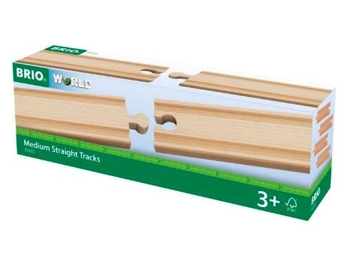 Brio střední rovné koleje, 4 ks (14,4 cm)
