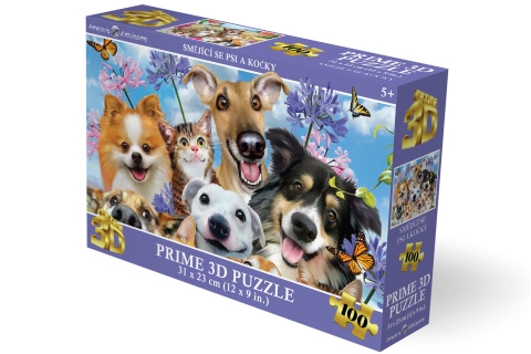 Puzzle 3D - Smějící se psi a kočky