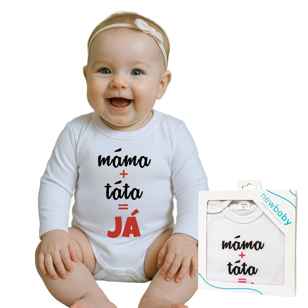 Kojenecké body s potiskem máma + táta = já, dárkové balení