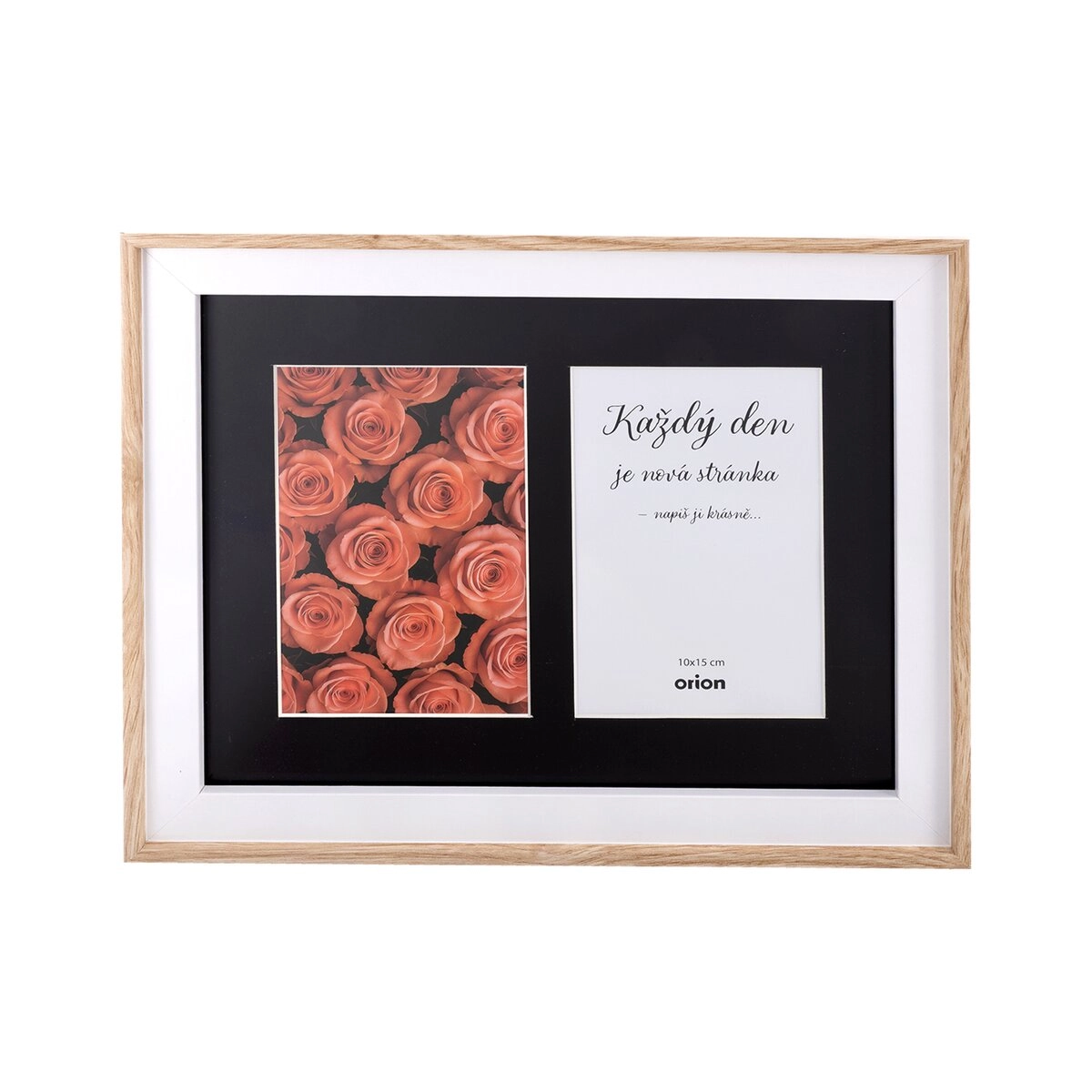 Levně Dřevěný fotorámeček koláž pro 2 fotografie 10 × 15 cm béžový 24 × 29 cm