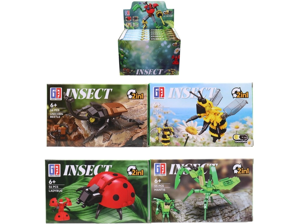 Sada plastových hmyzích figurek v displej boxu, 20 ks