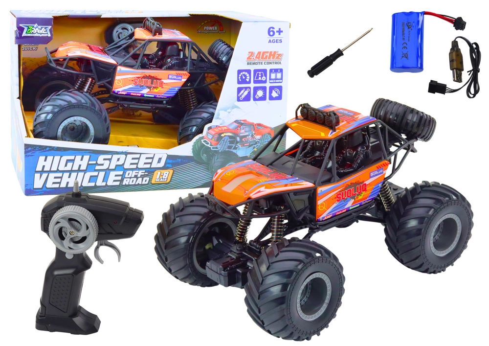 Levně Automobil Pro Děti Oranžový Off-road RC s Amortizéry