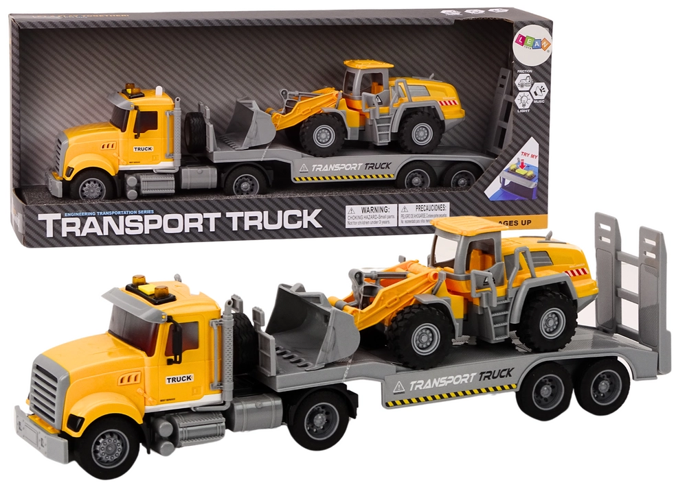 Lean Toys Lora Truck Bagr Světla Zvuky Pohon Žlutá