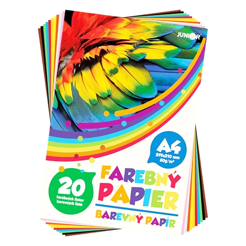 sada barevných papírů a4, 20 listů, 80 g/m², mix 10 barev