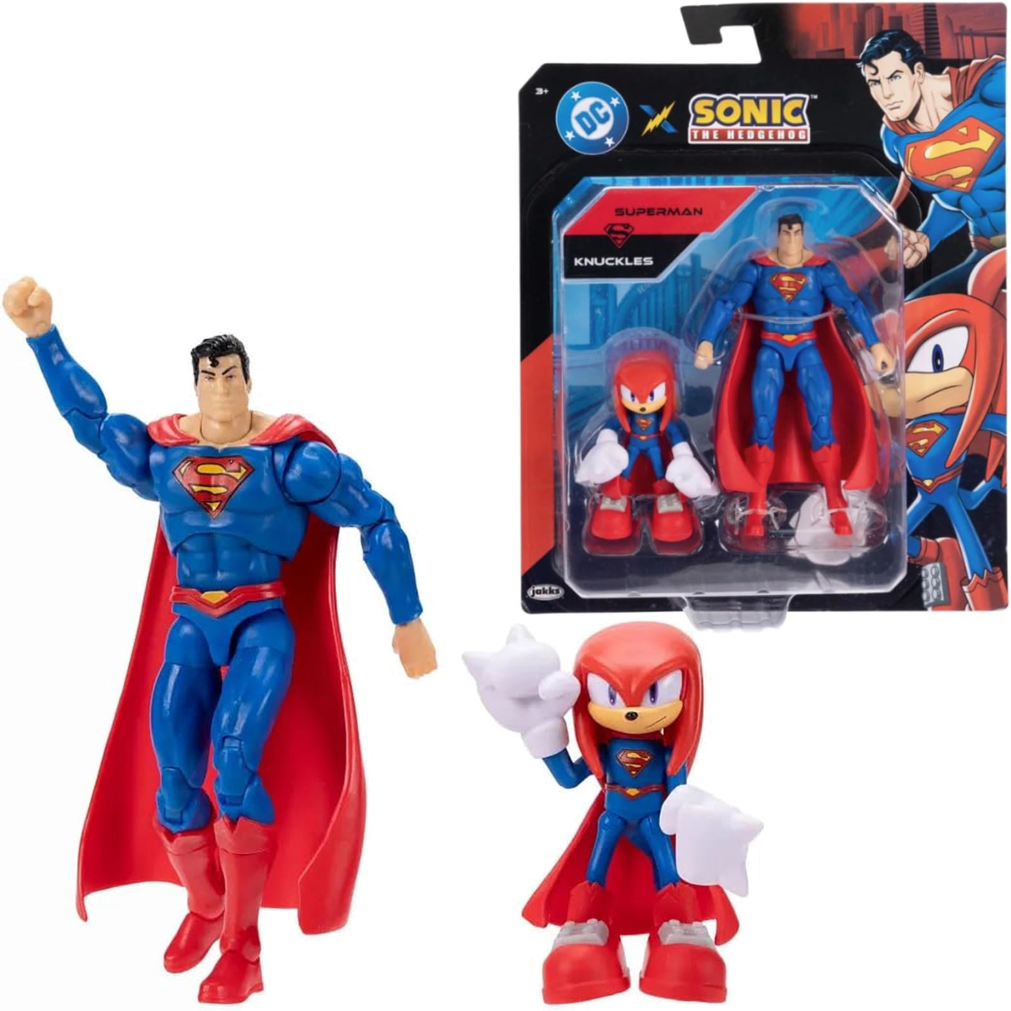 Jakks Pacific sada figurek Knuckles jako Superman a Superman (Sonic the Hedgehog x DC Comics)