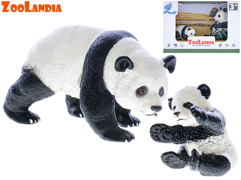 Zoolandia panda s mládětem – realistická plastová figurka
