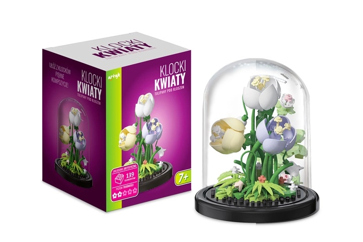 Stavebnice tulipány v dekorativním klobouku (139 dílků)