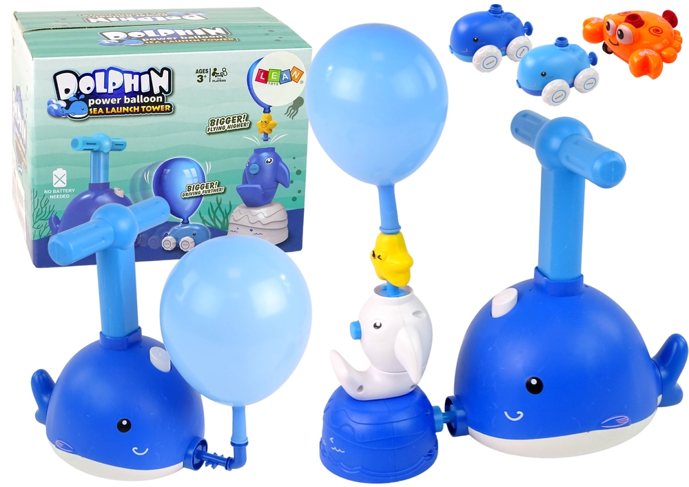 Lean Toys Aerodynamický vystřelovač balónů s delfíny