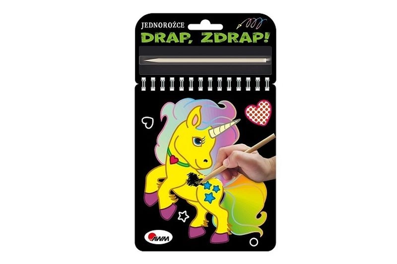 Drap, zdrap! jednorožci – kreativní vyškrabávací knížka s dřevěným rydlem