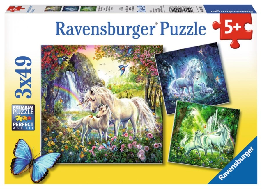 Levně Ravensburger puzzle nádherní jednorožci 3×49 dílků