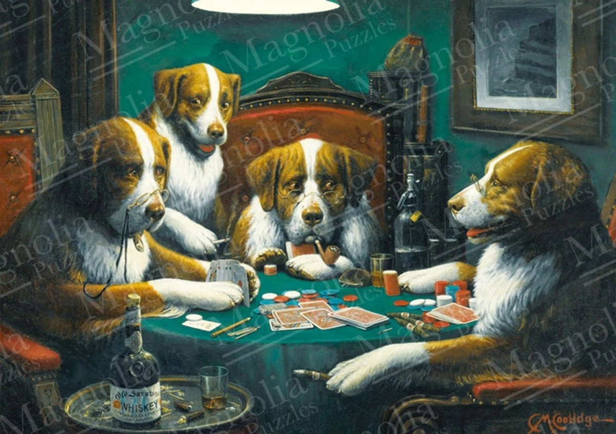 Puzzle psi hrající poker 1000 dílků