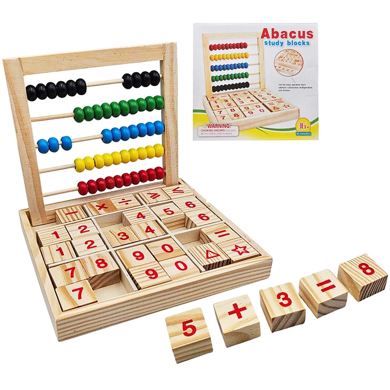 Dřevěné počítadlo s číselnými kostkami