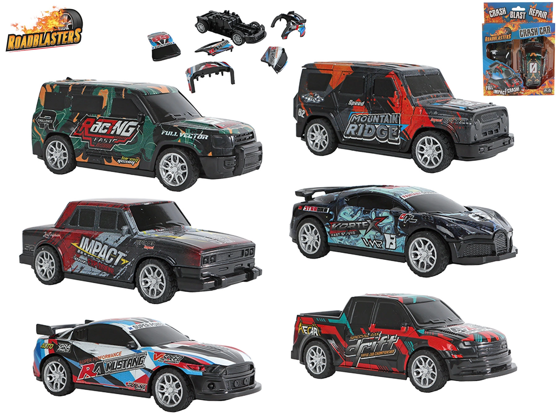 Bourací autíčko Roadblasters na zpětný chod 13 cm