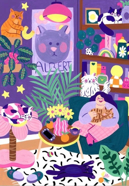 Puzzle Milovnice koček 1000 dílků