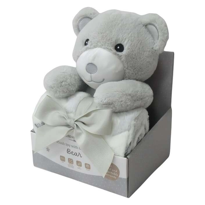 FreeON Free2Play plyšová hračka s dekou teddy grey/white