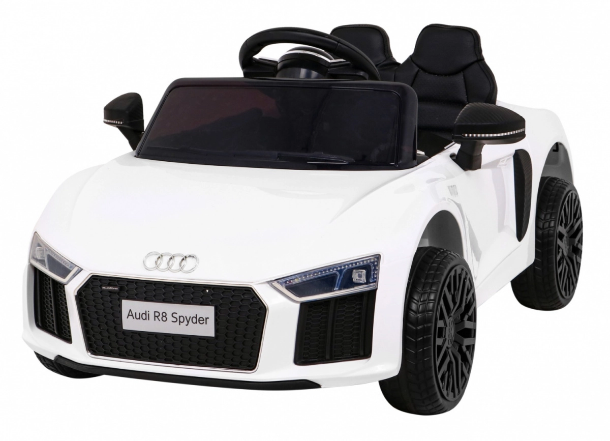 Levně Dětské elektrické autíčko Audi R8 Spyder, bílé, EVA kola, dálkové ovládání, LED a MP3