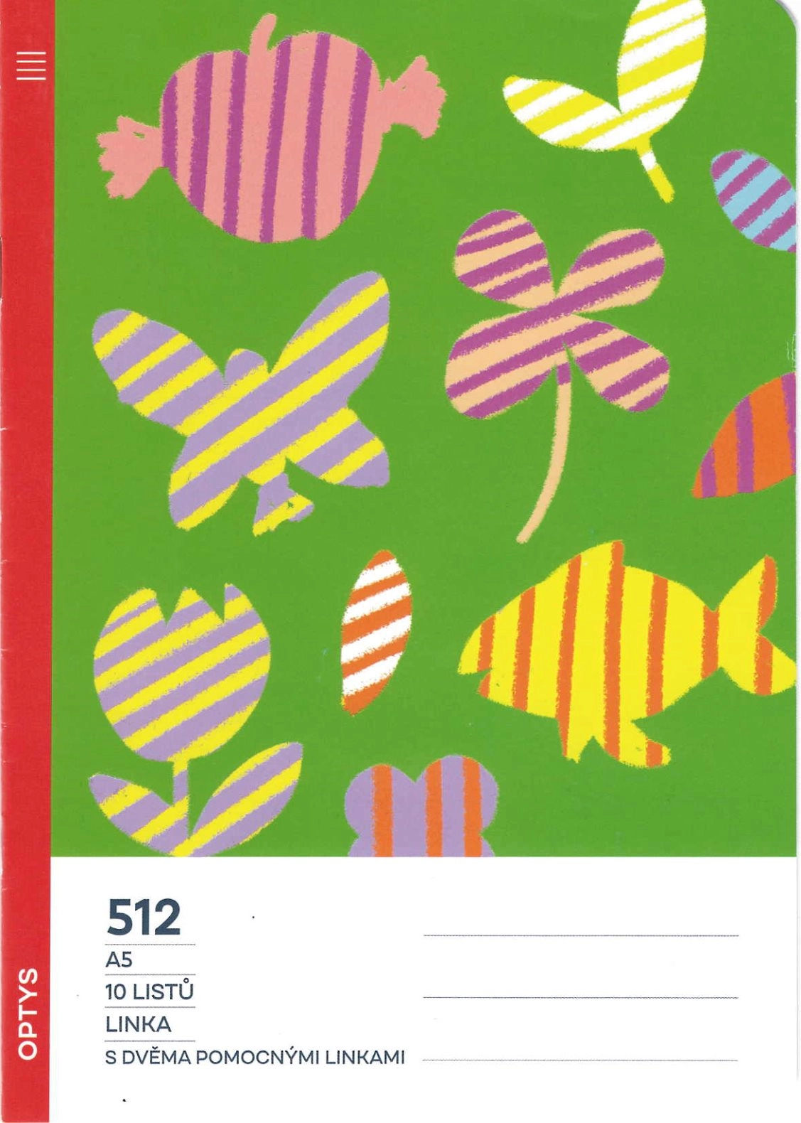 Školní sešit 512 bezdřevý, s dvěma pomocnými linkami 15 mm, příroda OPTYS, spol. s r.o.