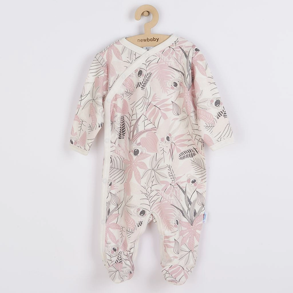 Kojenecký bavlněný overal s bočním zapínáním NEW BABY Lovely růžový