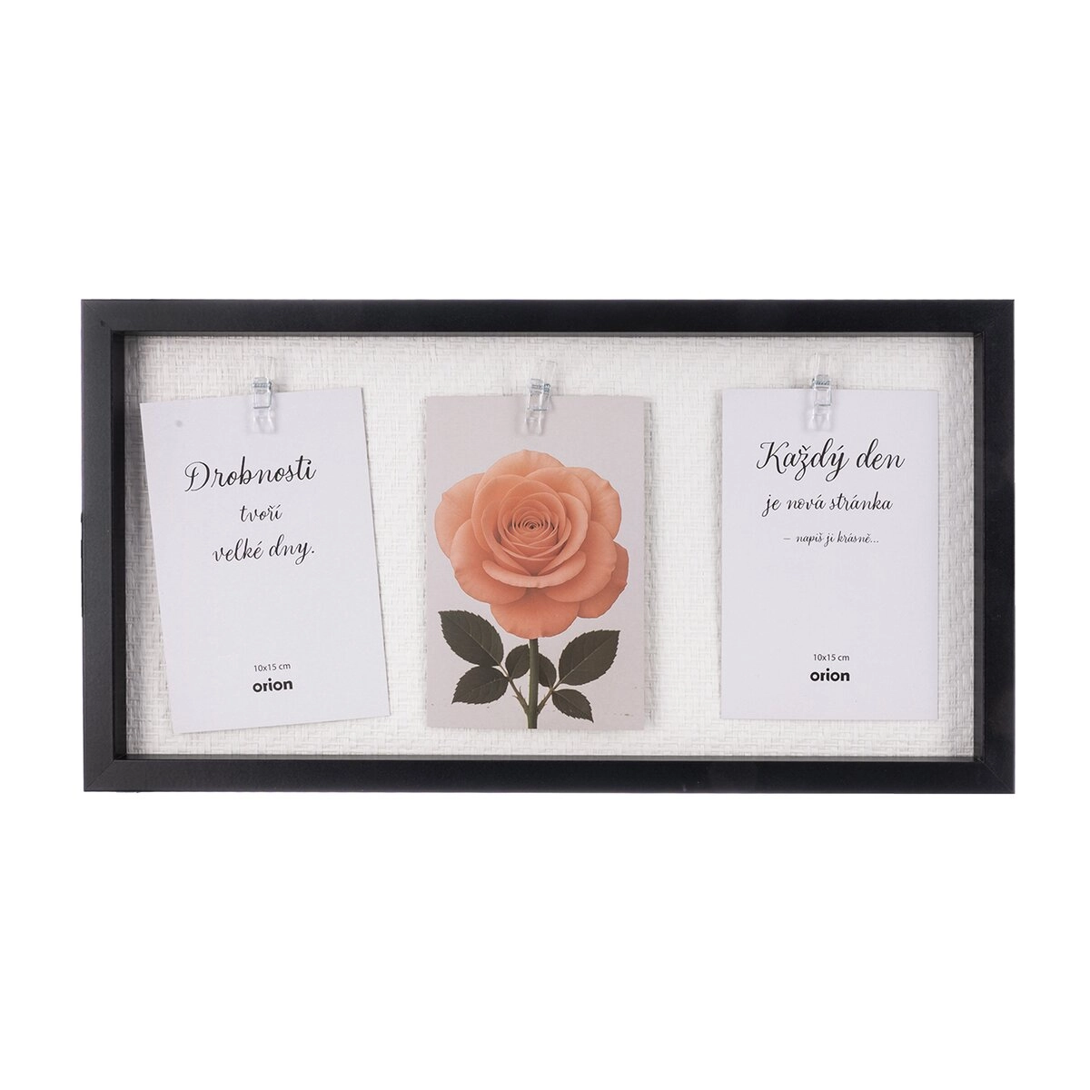 Levně Dřevěný fotorámeček na 3 fotografie černý 42 × 22 cm