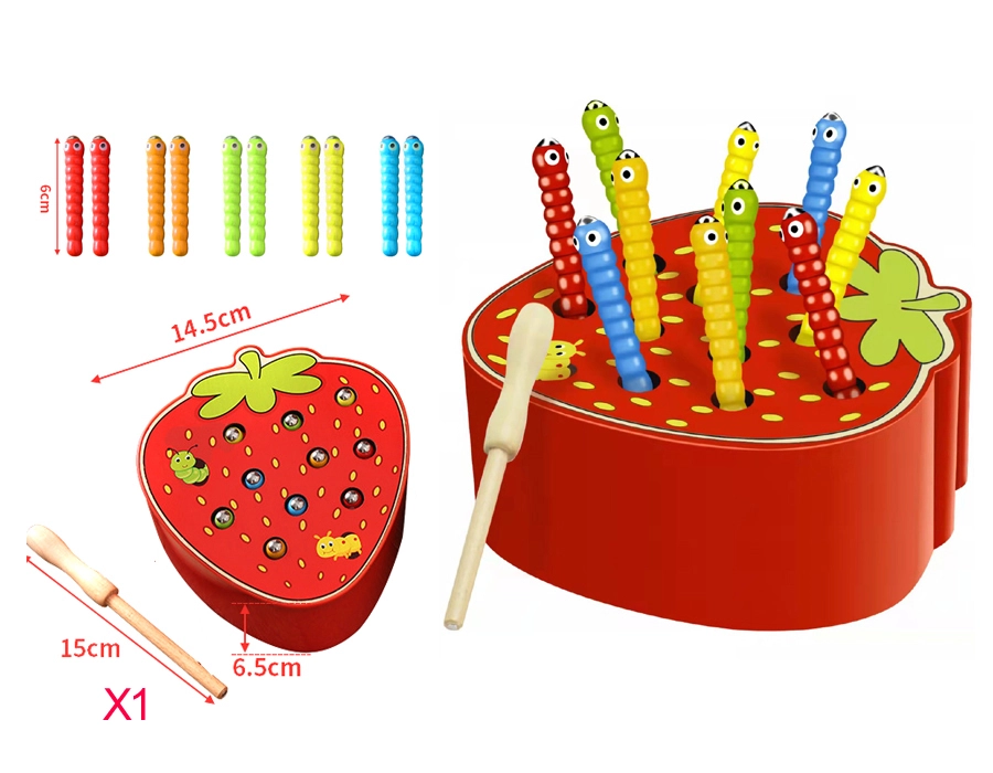 Dřevěná zručnostní hra Chyť červíka Jahoda