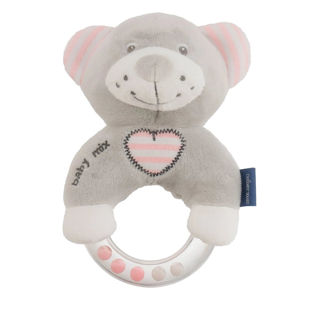 Dětské plyšové chrastítko BABY MIX medvídek růžový