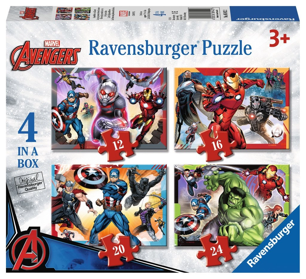 RAVENSBURGER Puzzle Avengers: Nejmocnější hrdinové země 4v1 (12,16,20,24 dílků)