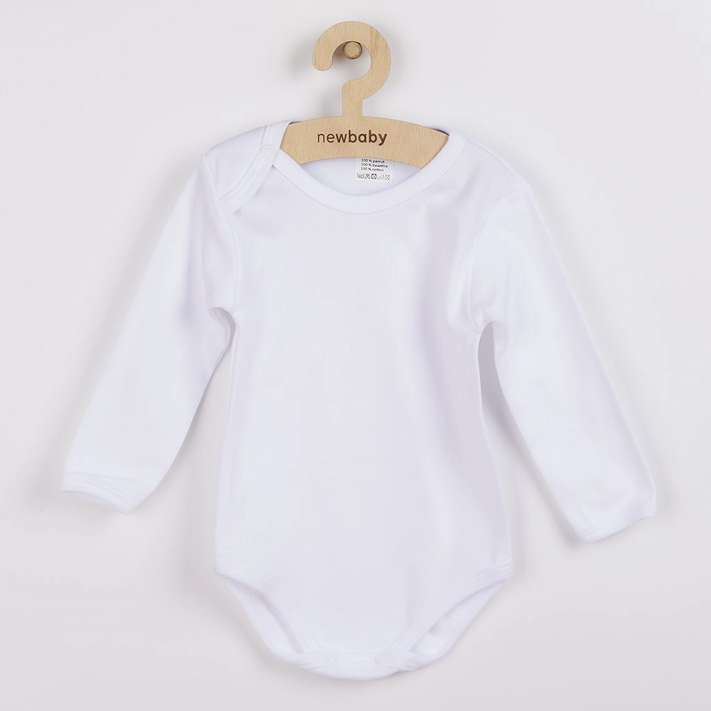 Luxusní kojenecké body s dlouhým rukávem New Baby – bílé