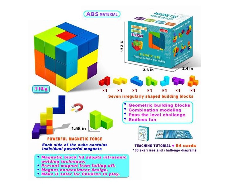 Magnetické stavebnice Magnetic Cubes – sada 7 kostek
