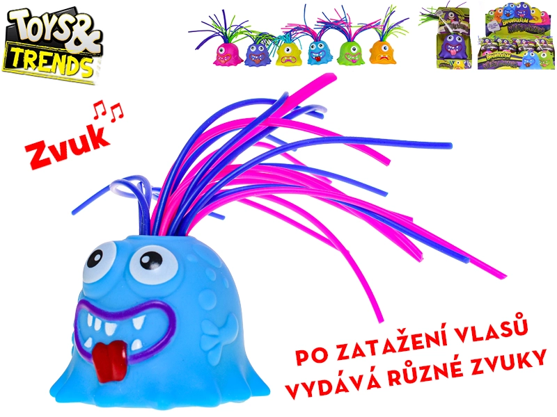 Levně Toys&Trends Brainboooom příšerka 6 cm na baterie dlouhé vlasy se zvukem - mix variant či barev (růžová zelená modrá fialová oranžová žlutá)