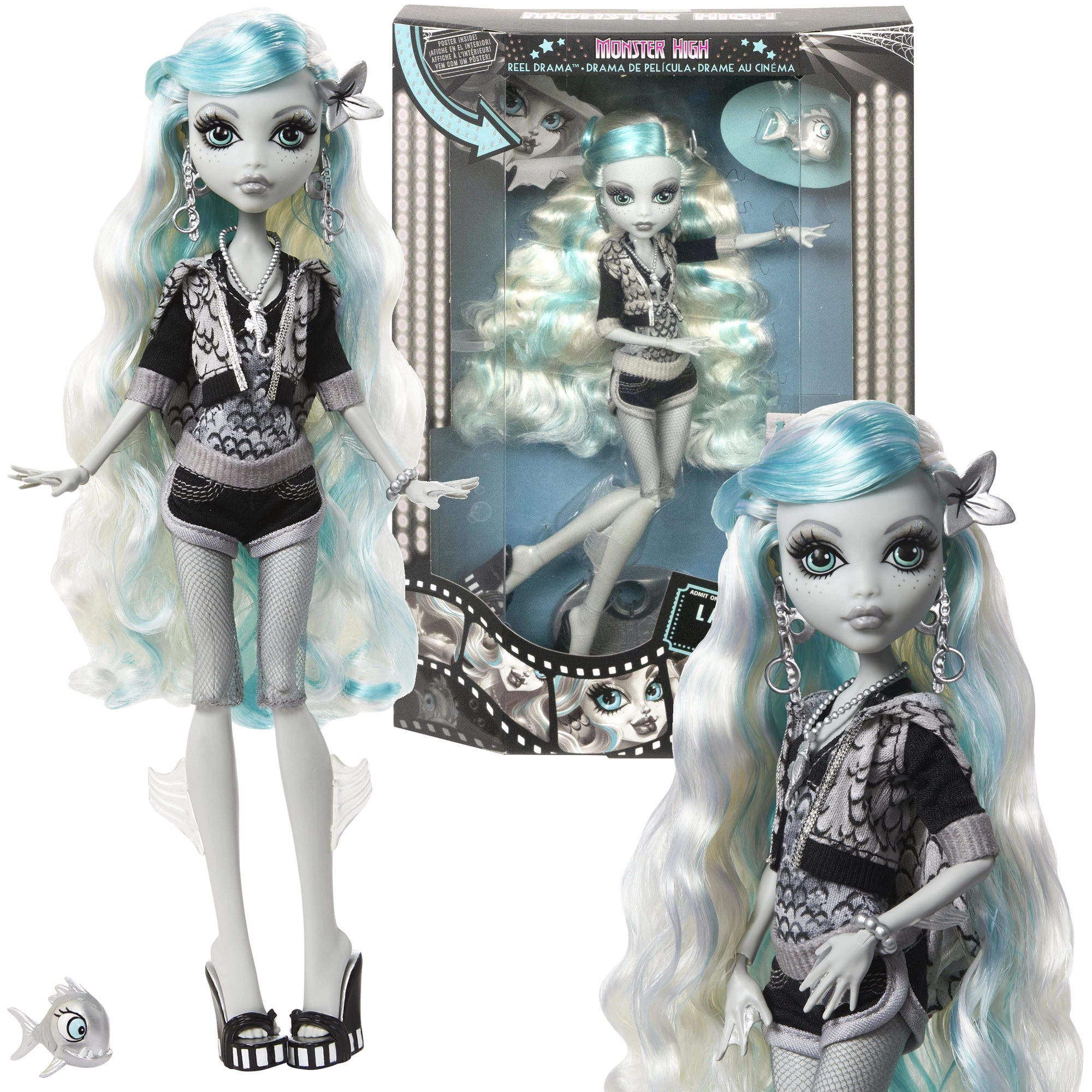 Lalka MONSTER HIGH Lagoona Blue Reel Drama 26 cm s doplňky
