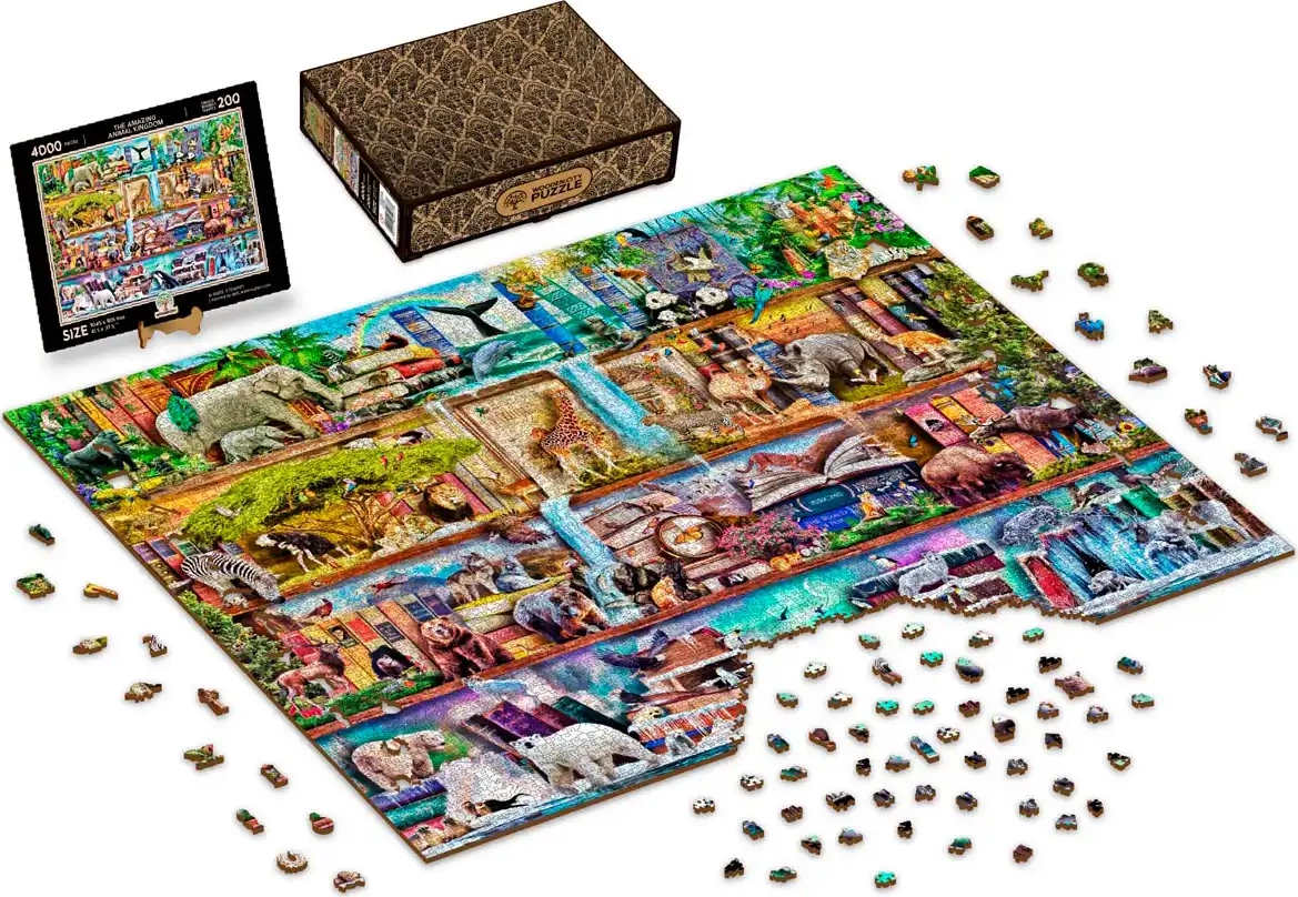 Dřevěné puzzle WOODEN CITY Úžasné království zvířat, 4000 dílků