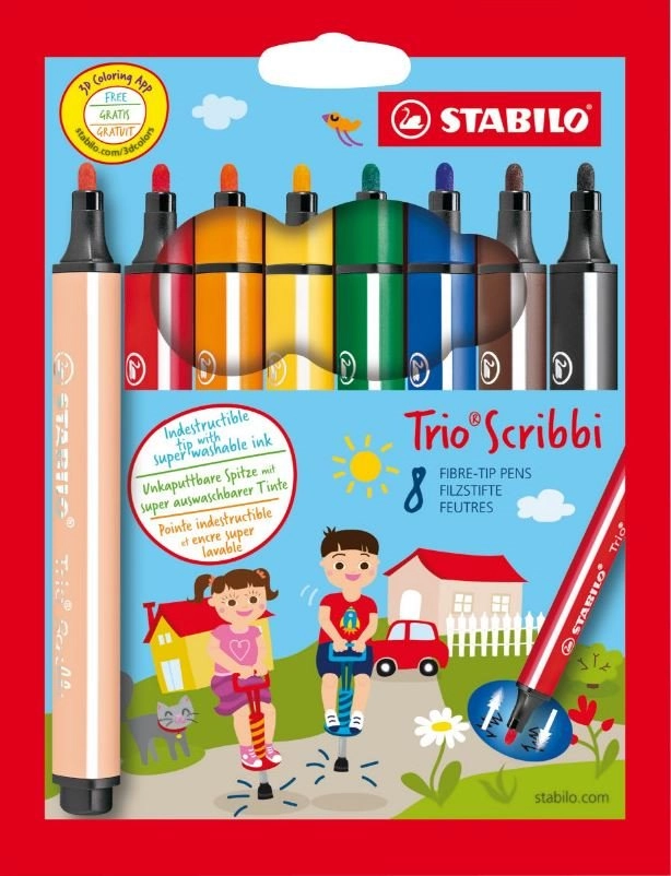 Levně Sada fixů STABILO Trio Scribbi 8 ks