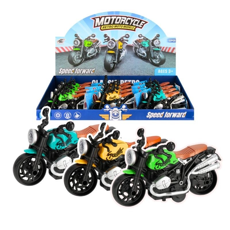 Retro motorka – kovový model 13 cm pro děti