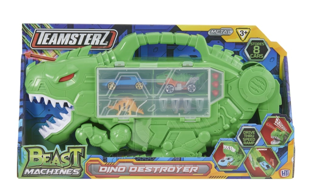 Teamsterz Beast Machines dinosaurus s 4 doplňky – úložný set pro autíčka a akční hru