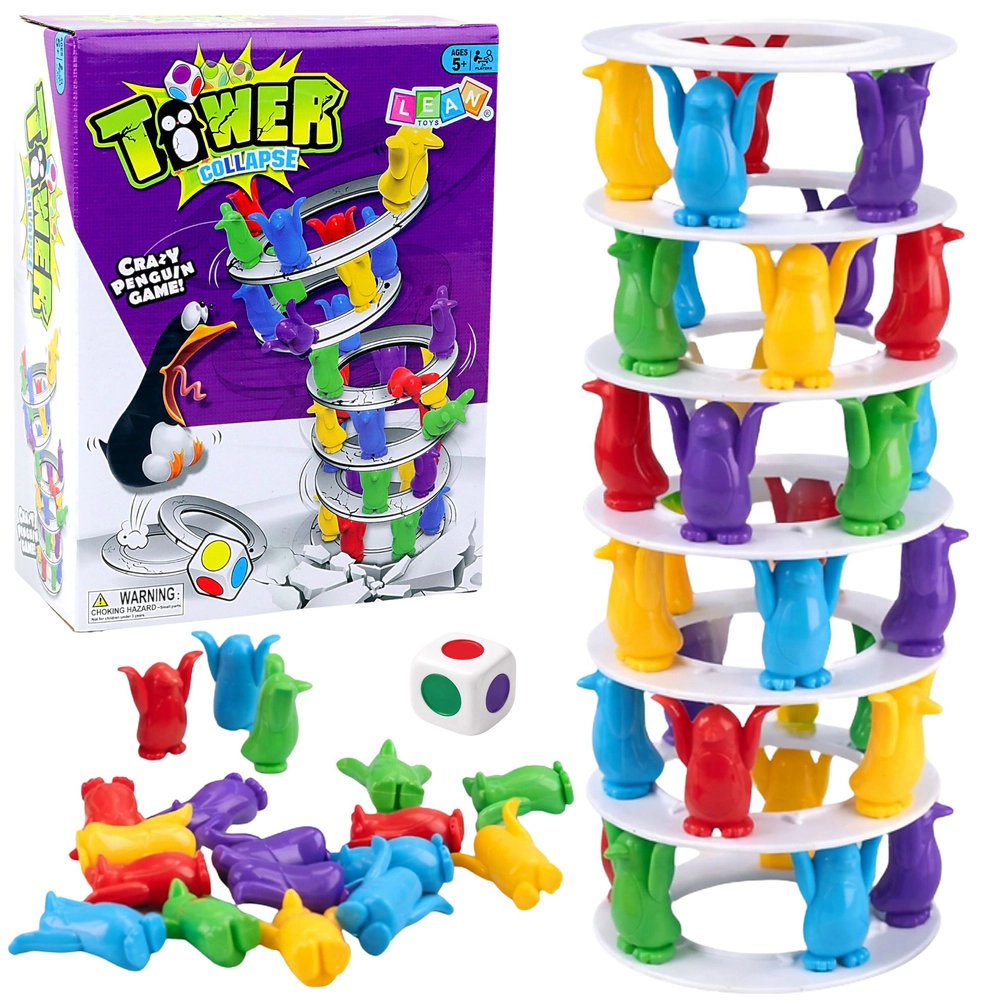 Rodinná balanční hra šílené tučňáci na věži