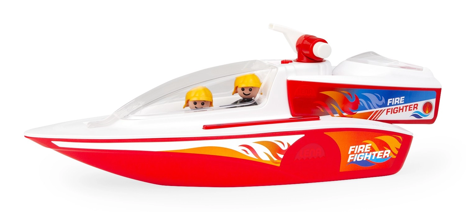 Boazz loď/člun hasiči stříkací s loďkou Boaties plast s figurkami 2ks v krabici 42x16x16cm 24m+