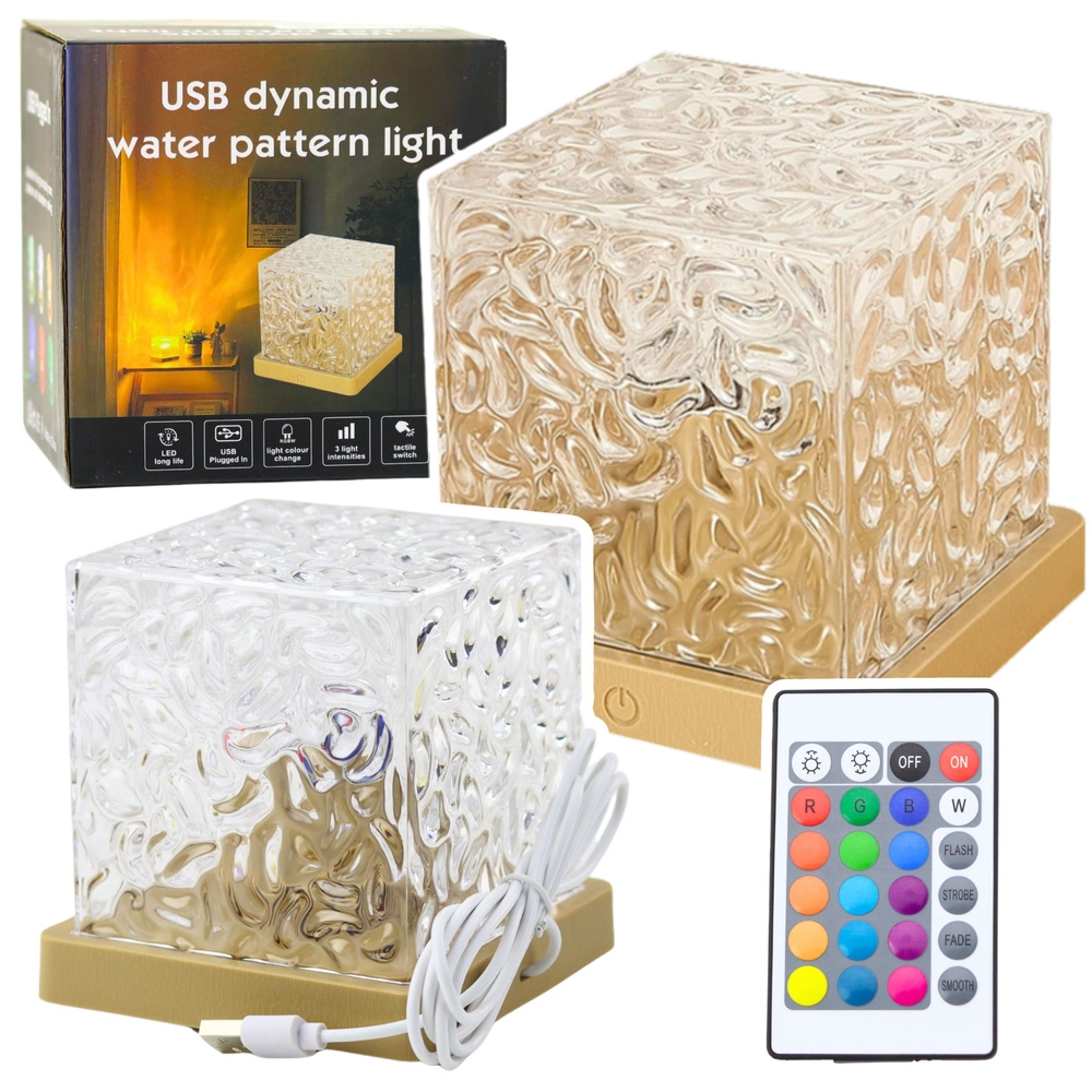 noční RGB lampa s efektem polární záře a vln, 16 barev, dálkové ovládání