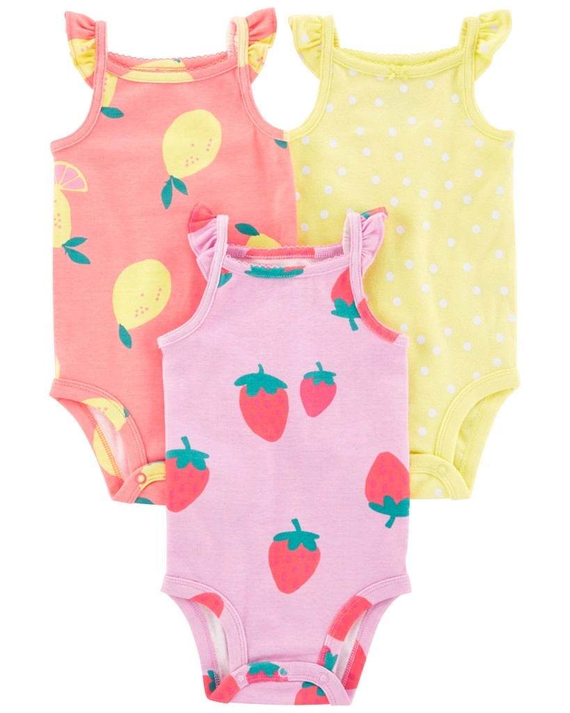Carter's kojenecké body na ramínka Dots Fruit pro holčičku 3 ks