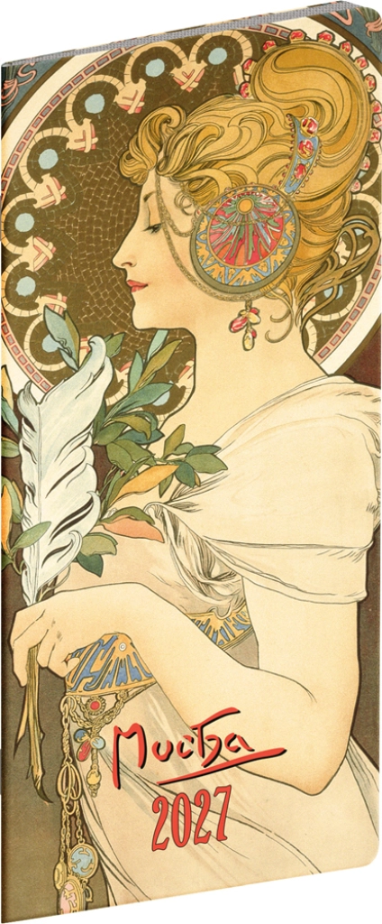 Notique kapesní diář Alfons Mucha 2027, měsíční plánovací 8 × 18 cm