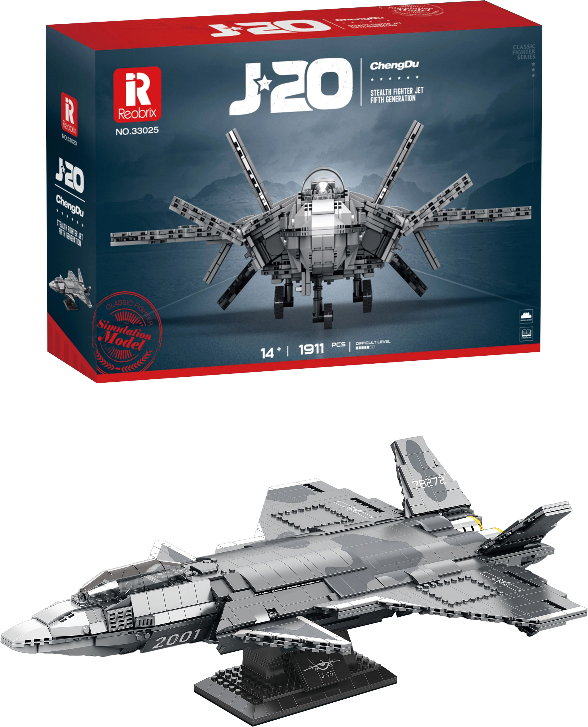 Stavebnice stíhačky J-20 fighter (1911 dílků)