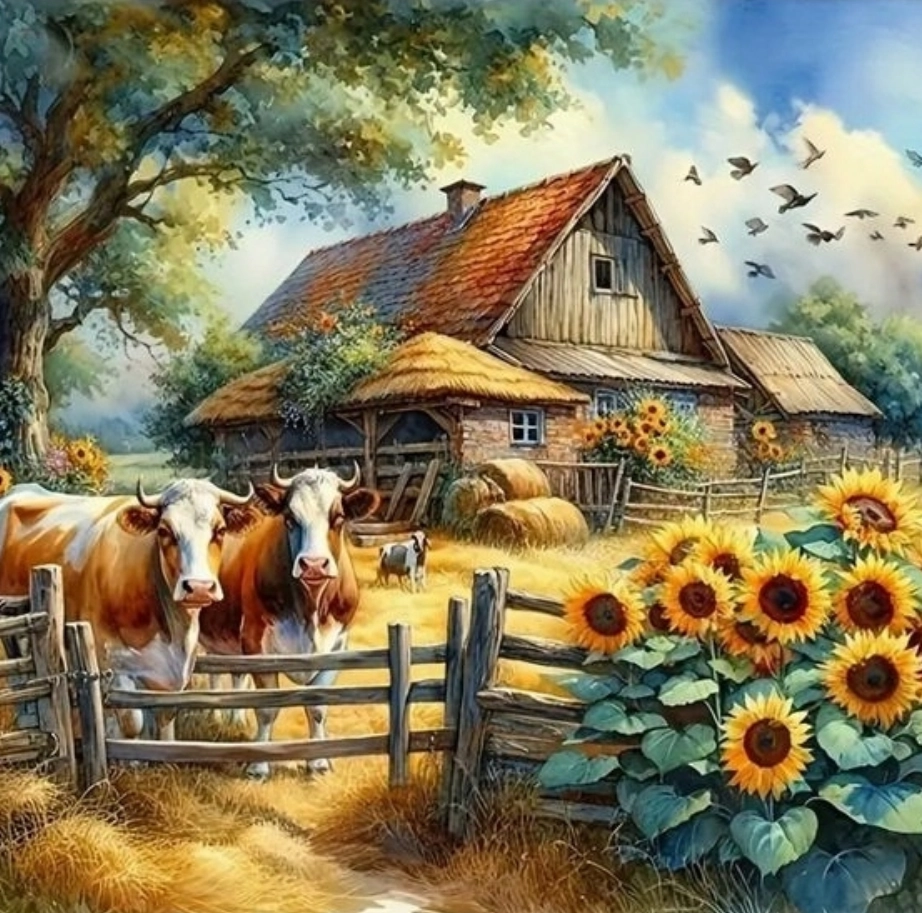 Diamantové malování Dům na farmě 30x40 cm