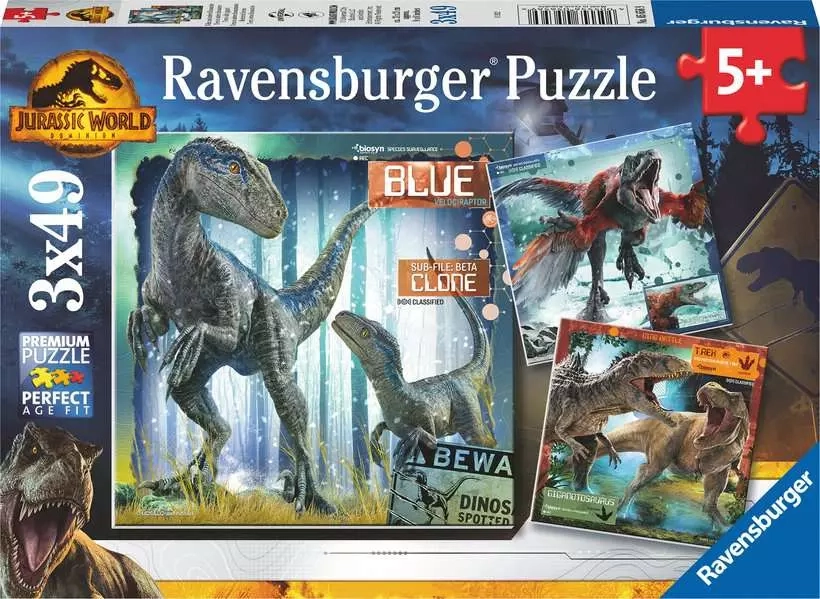 Ravensburger puzzle Jurský svět: Nadvláda 3×49 dílků