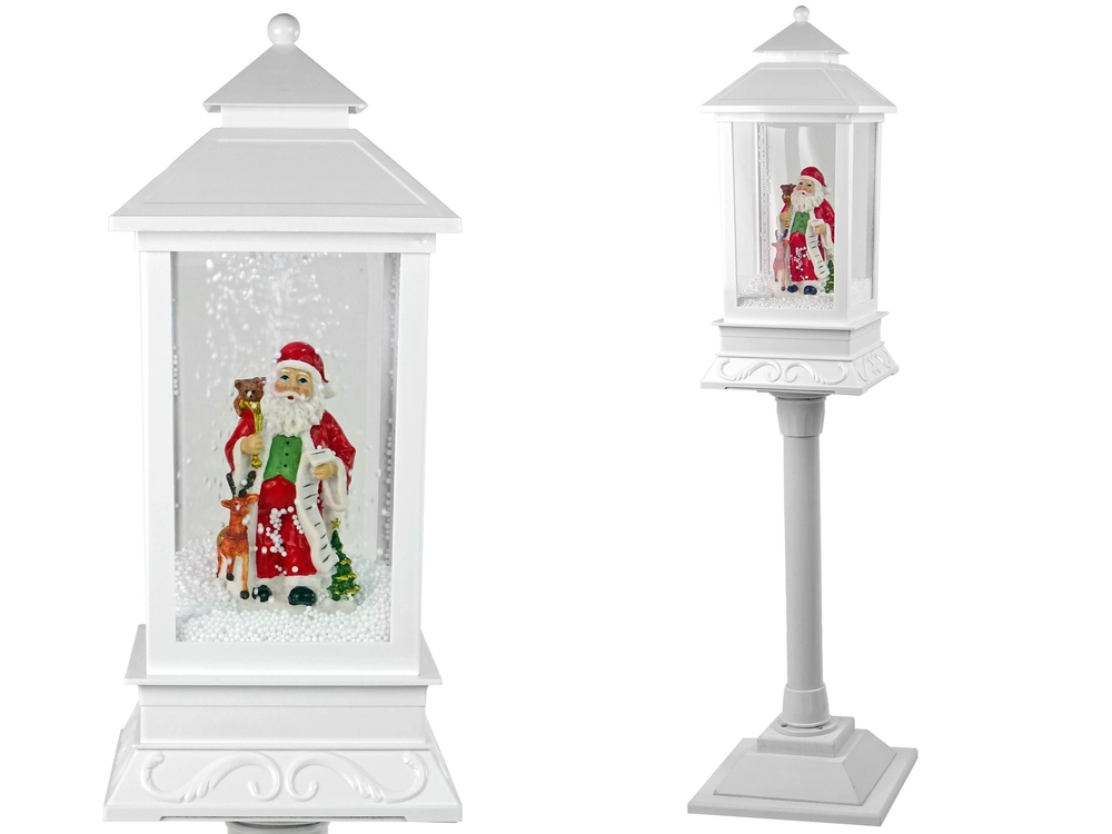 LEANToys Vánoční lucerna 2v1 Santa Claus bílá