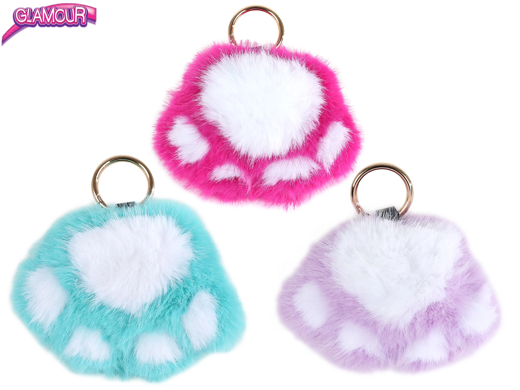 Glamour plyšový přívěsek na klíče kočičí tlapka 9 cm