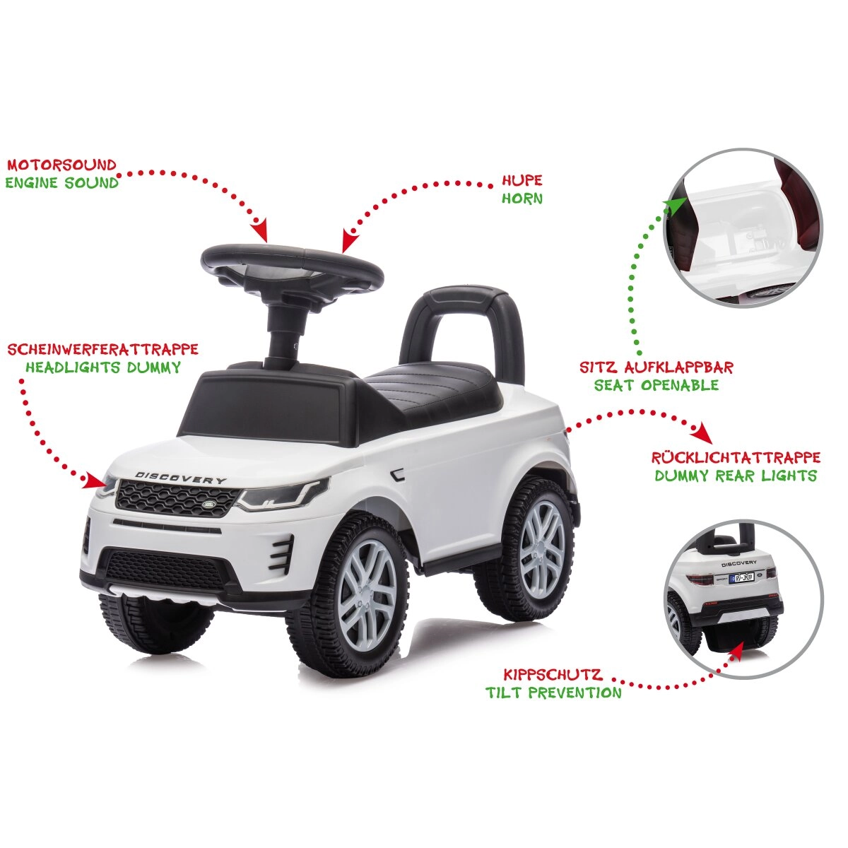 Odrážedlo a chodítko Land Rover Discovery 2 v 1 bílé